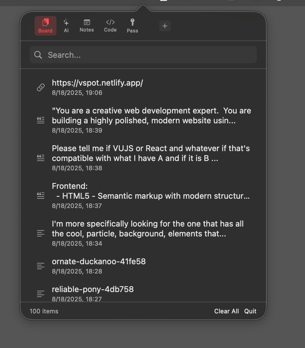 Screenshot of Vspot board view showing intelligent workflow content organization